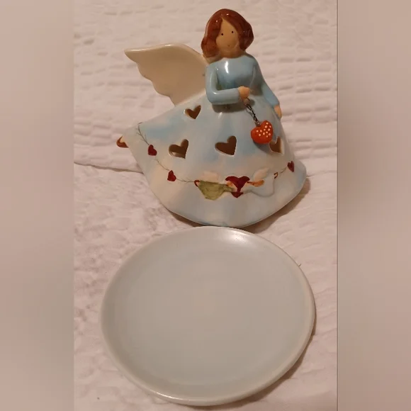 Russ Berrie & Co Country Gatherings Stoneware Covered Votive Angel - Picture 2 of 7